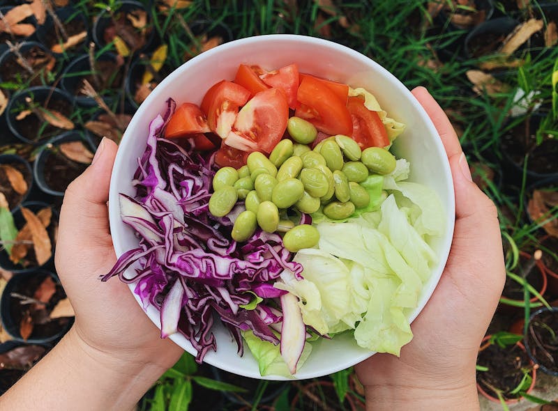 fresh garden salad with colorful vegetables and house dressing