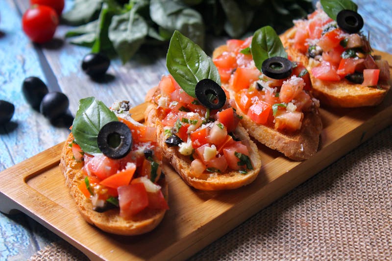 bruschetta with fresh tomatoes, basil and olive oil