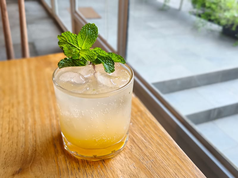 freshly squeezed lemonade with mint and ice